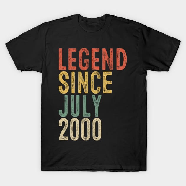 Legend Since July 2000 20th Birthday Gift 20 Year Old T-Shirt by rhondamoller87
